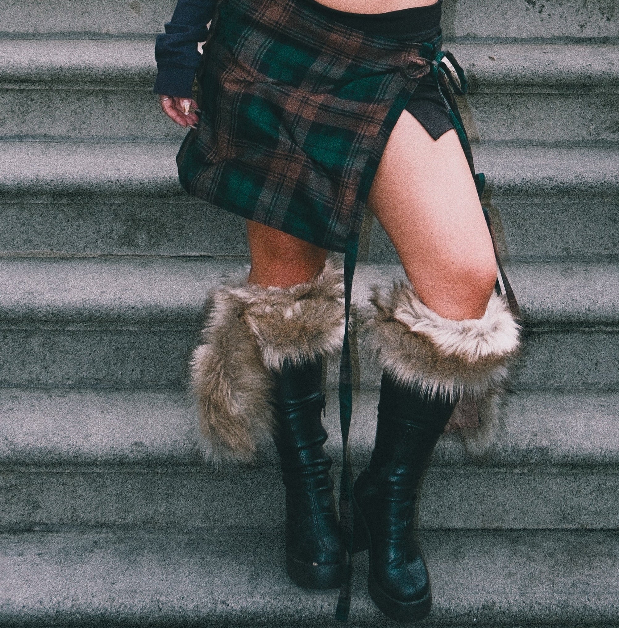 Faux Fur Kilt Socks